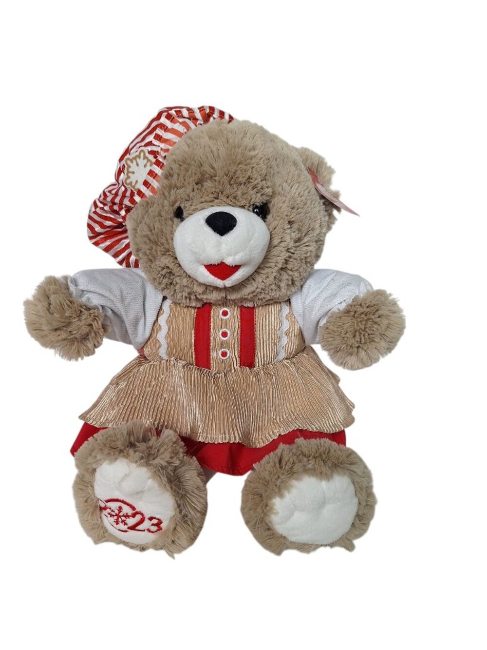 Holiday Time Snowflake Teddy Bear Plush Christmas Girl Dress Striped Hat 2023 20